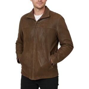 Pronto Uomo Leathers Mens Brown Genuine Lamb Skin Leather Jacket Size 2XL